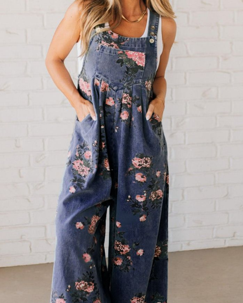 Bloom Garden Jumpsuit – Relaxed Wide-Leg & Vintage Floral Print