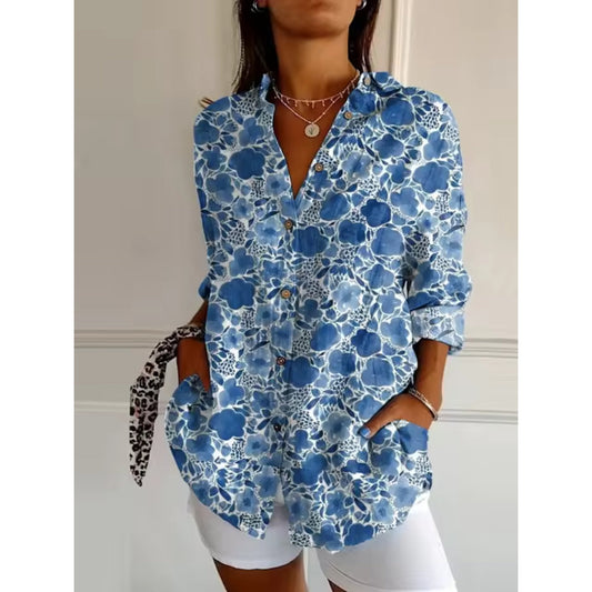 Luchtige Bloemenblouse met Knoopsluiting voor Dames