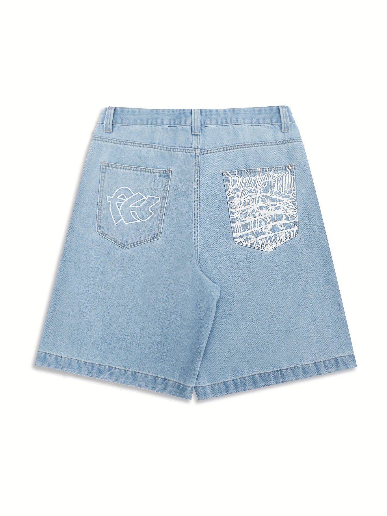 Casual Bermuda Denim Shorts – Loose Fit with Stylish Floral Embroidery