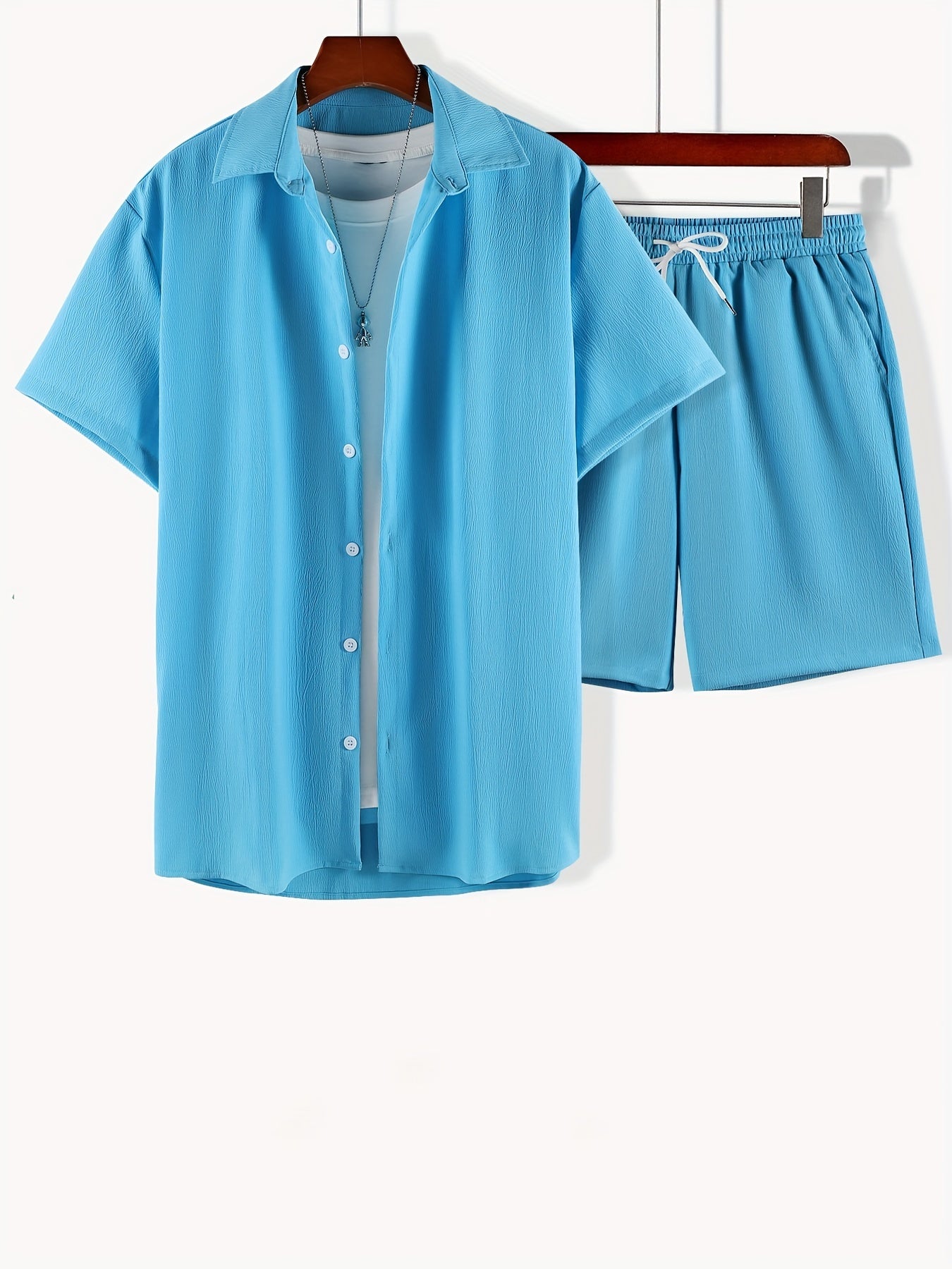 Tweedelige heren zomerset – overhemd met reverskraag en korte broek