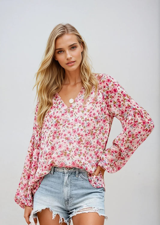Luchtige Dames Blouse met Bloemenprint en Losvallende Pasvorm