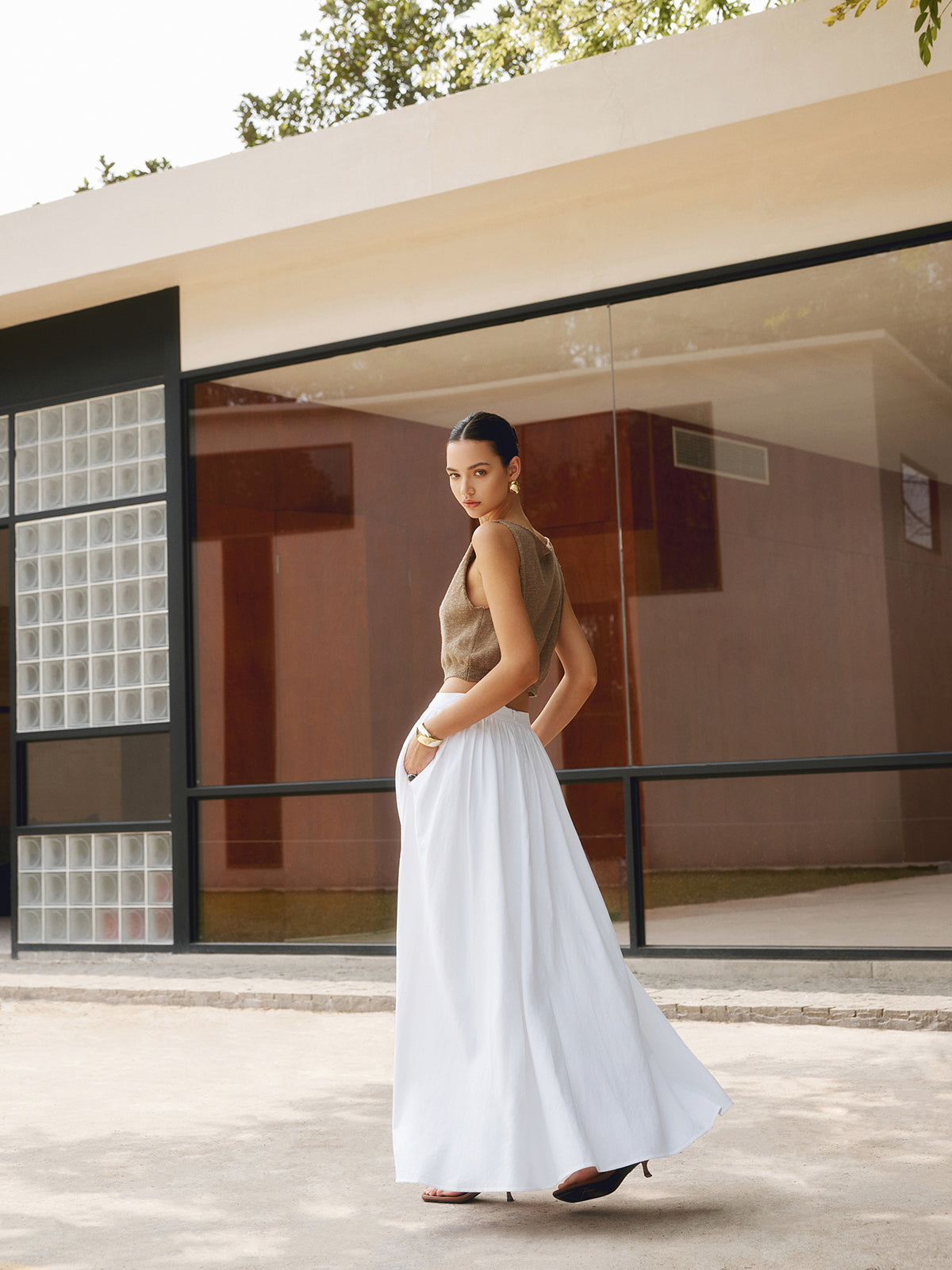 Zomerse Linnen Rok – Plissé Design met Flatterende Taille