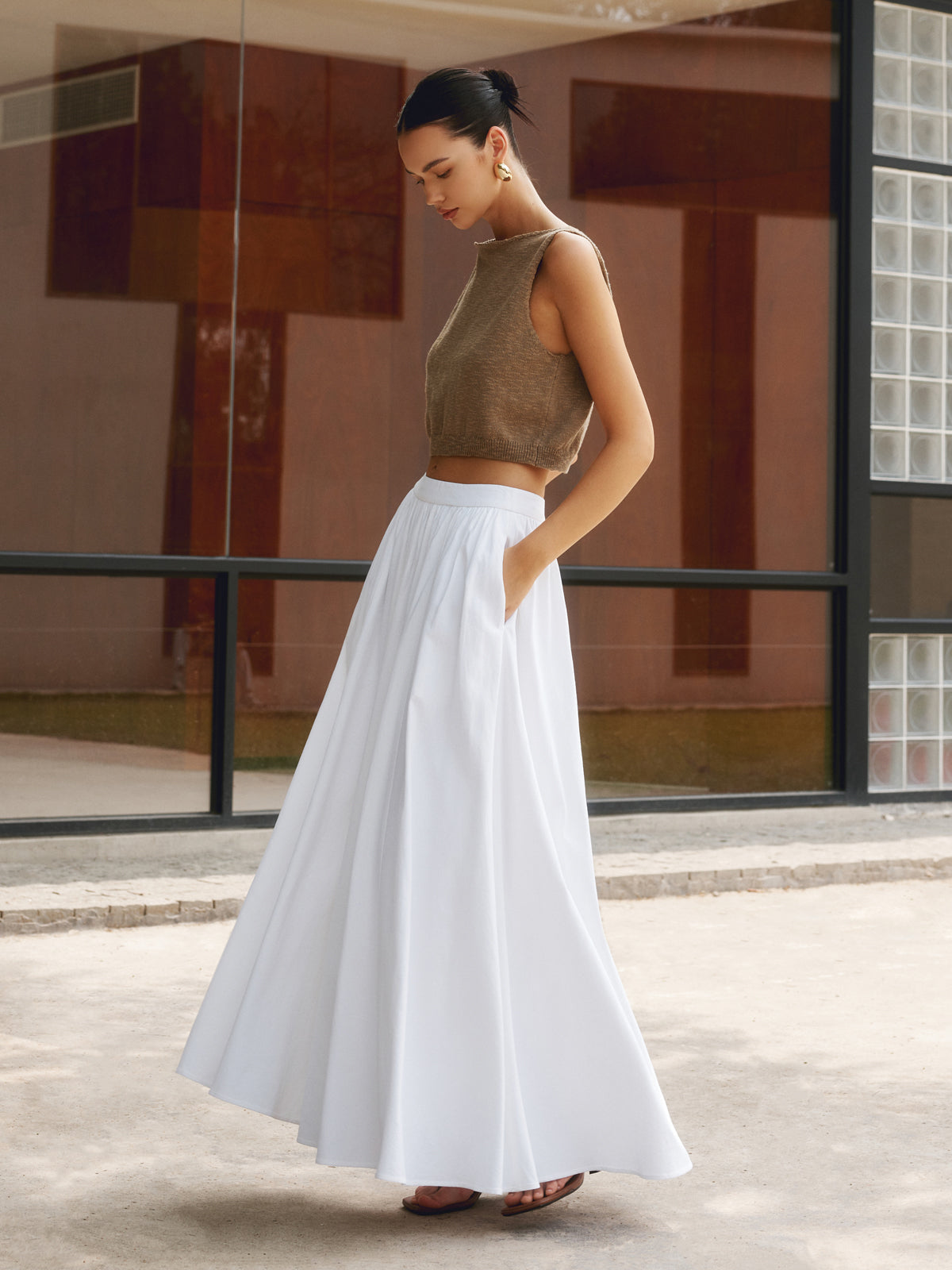 Uitlopende Maxi-Rok met Zijzakken – Comfort & Elegante Pasvorm