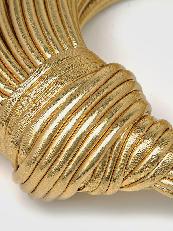 Elegante Gouden Hoepel Tas met Gedraaid Design – Voor Modebewuste Vrouwen