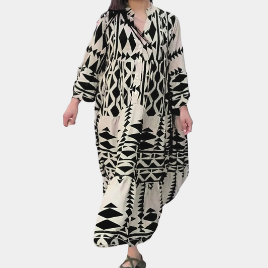 Boho Maxi-Jurk met Lange Mouwen – Luchtig & Elegant