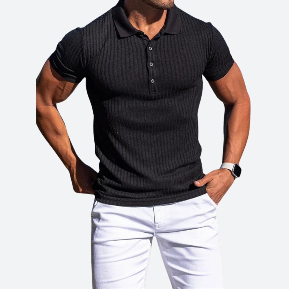 Heren Poloshirt – Ribstructuur & Getailleerd
