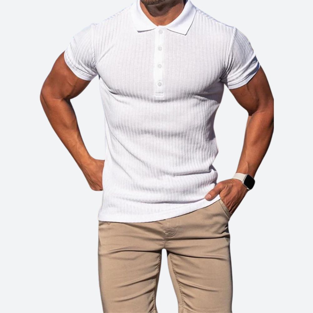 Heren Poloshirt – Ribstructuur & Getailleerd