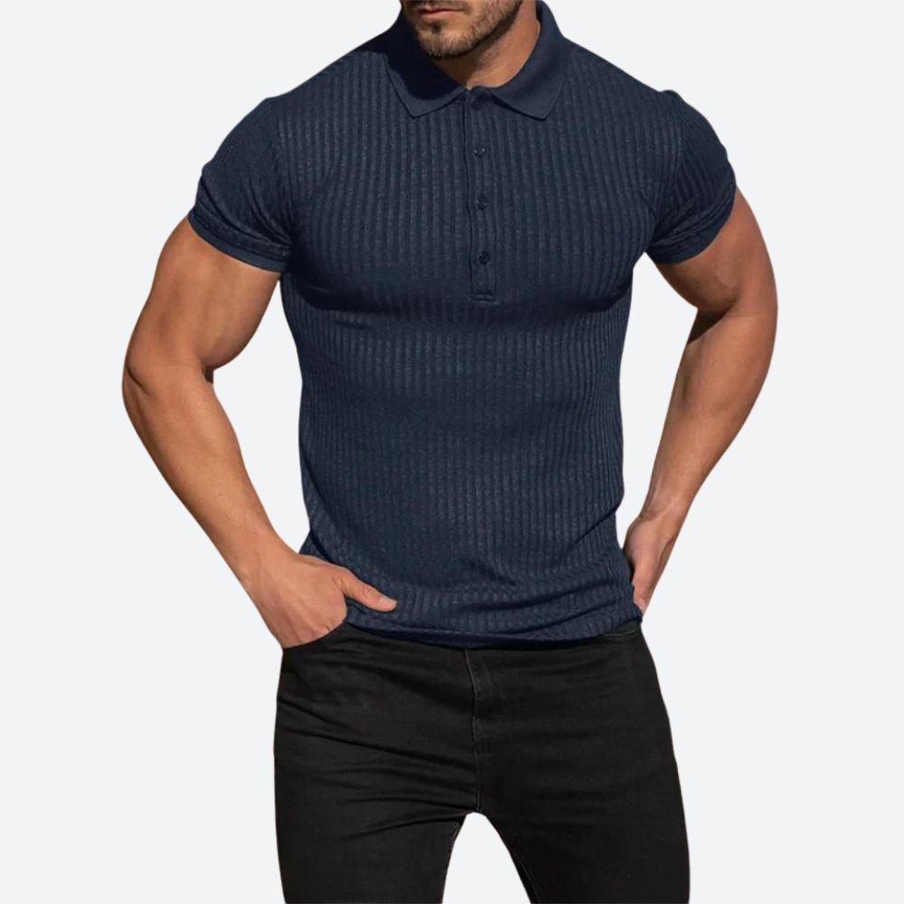 Heren Poloshirt – Ribstructuur & Getailleerd