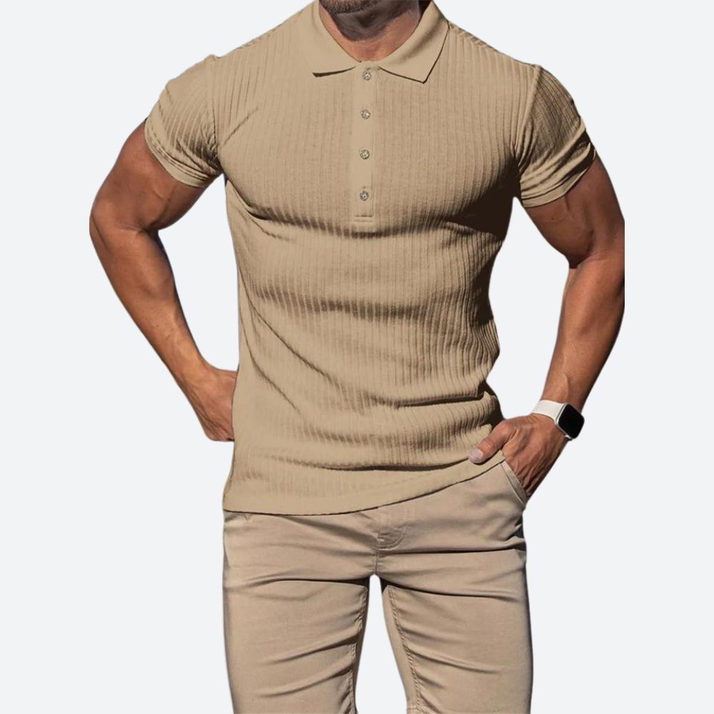 Heren Poloshirt – Ribstructuur & Getailleerd