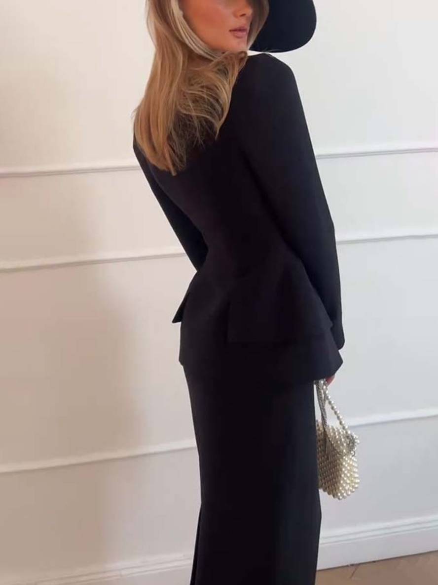 Tweedelig damespak met blazer en rok – Elegant & Zakelijk