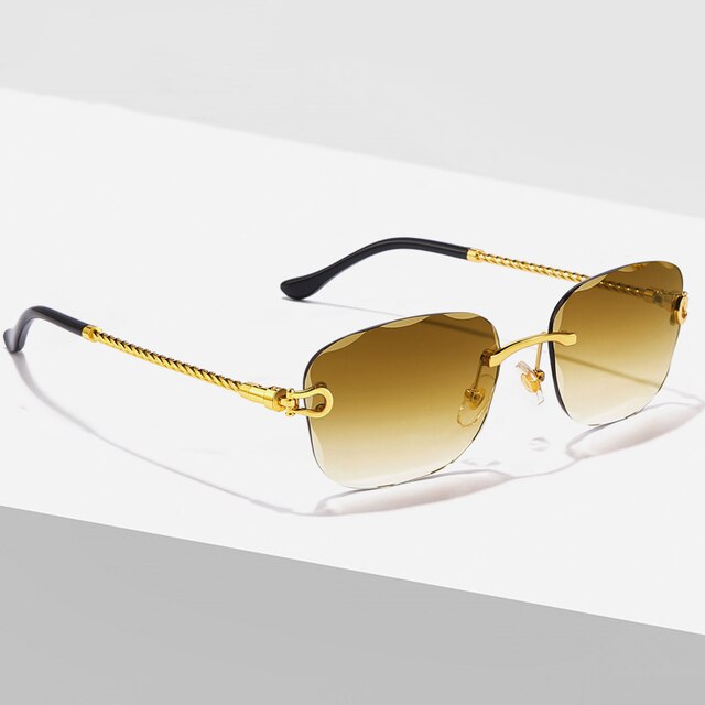 Randloze Zonnebril met Blauwe Gradient Glazen – UV400 Bescherming