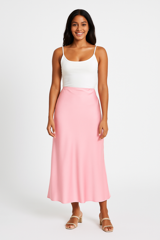 Glanzende A-lijn Midirok – Satijnlook & Comfort