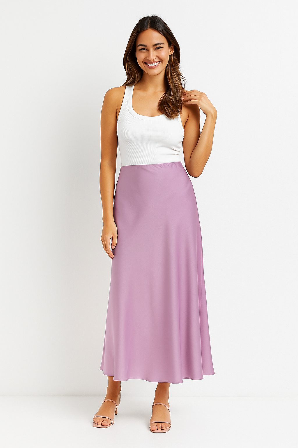 Glanzende A-lijn Midirok – Satijnlook & Comfort