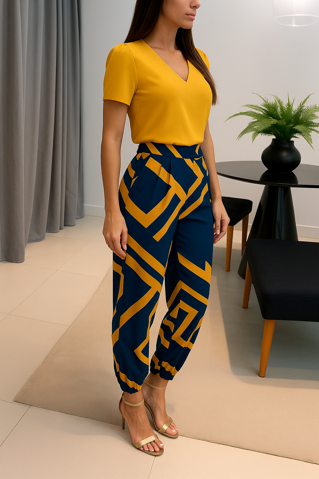 Tweedelige dames set met kleurrijke print