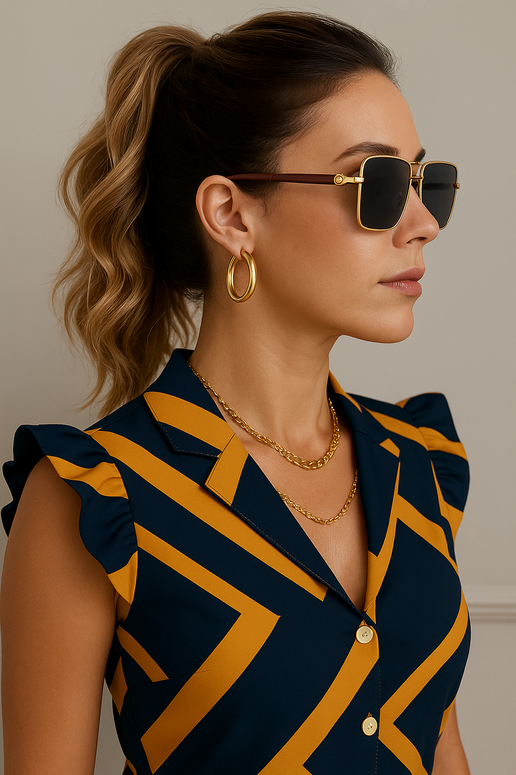 Tweedelige dames set met ruffles