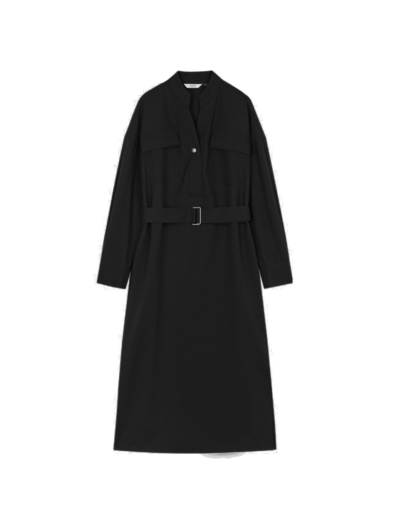 Elegante Damesjurk met V-Hals, Riem en Knoopsluiting