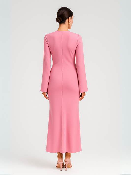 Slanke satijnen maxi jurk dames