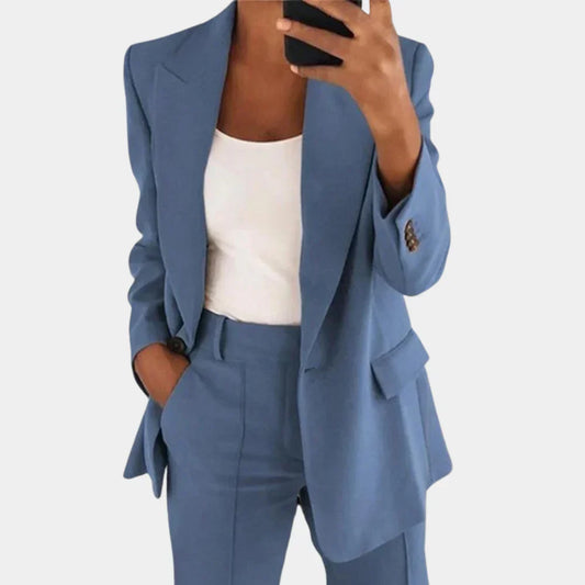 Elegante Tweedelige Dames Set met Blazer en Pantalon