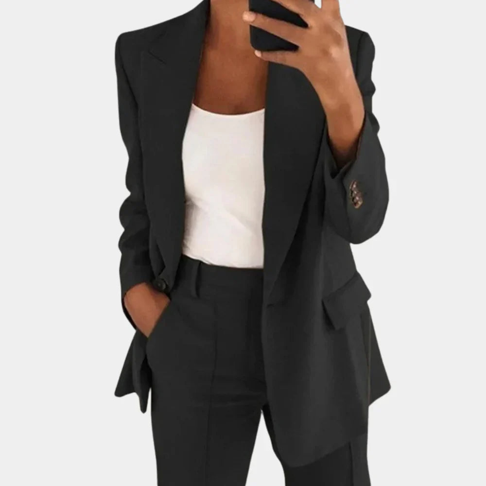 Elegante Tweedelige Dames Set met Blazer en Pantalon