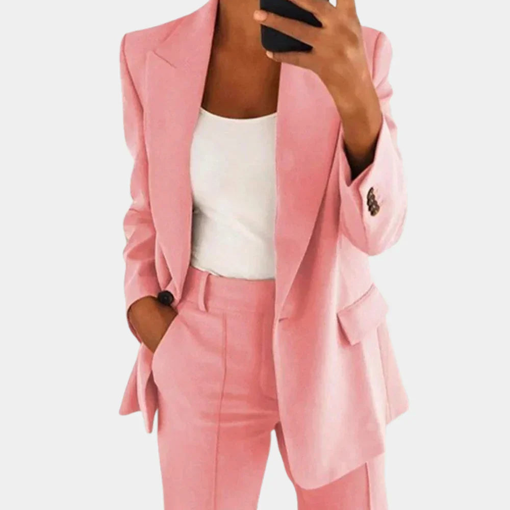 Elegante Tweedelige Dames Set met Blazer en Pantalon