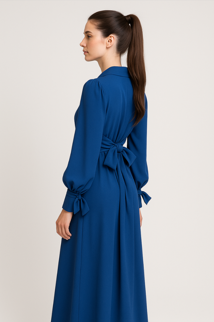 Elegante geplisseerde maxi jurk