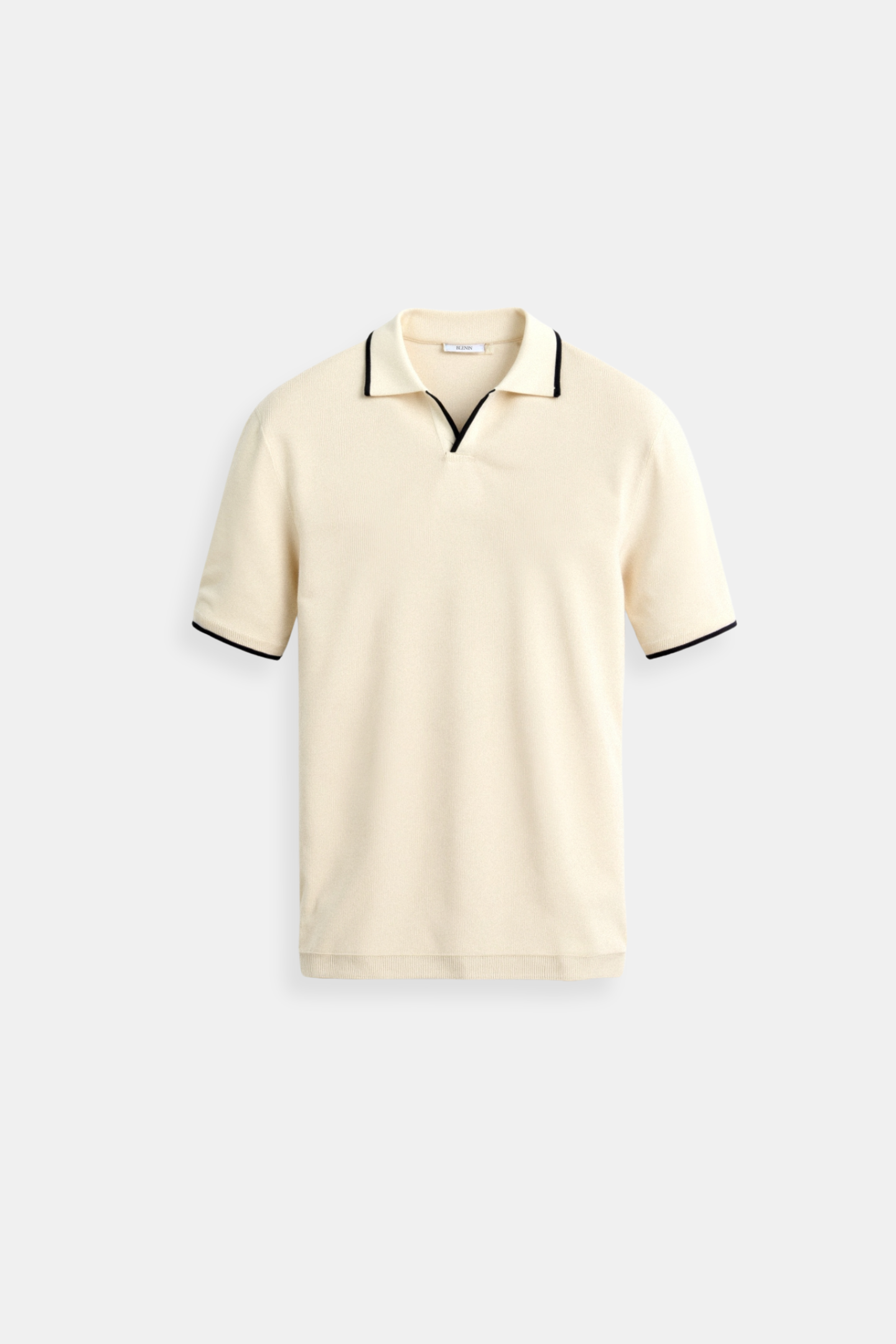 Stijlvol Heren Poloshirt met Contrasterende Details – Crème & Zwart