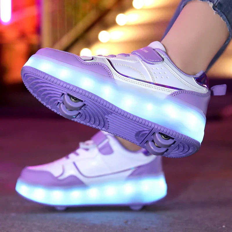Kinder LED Rollerschoenen met Inklapbare Wielen en Lichtgevende Zool