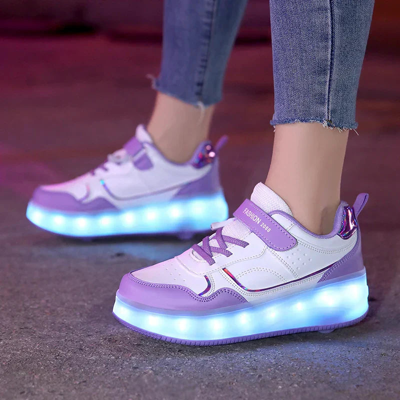 Kinder LED Rollerschoenen met Inklapbare Wielen en Lichtgevende Zool