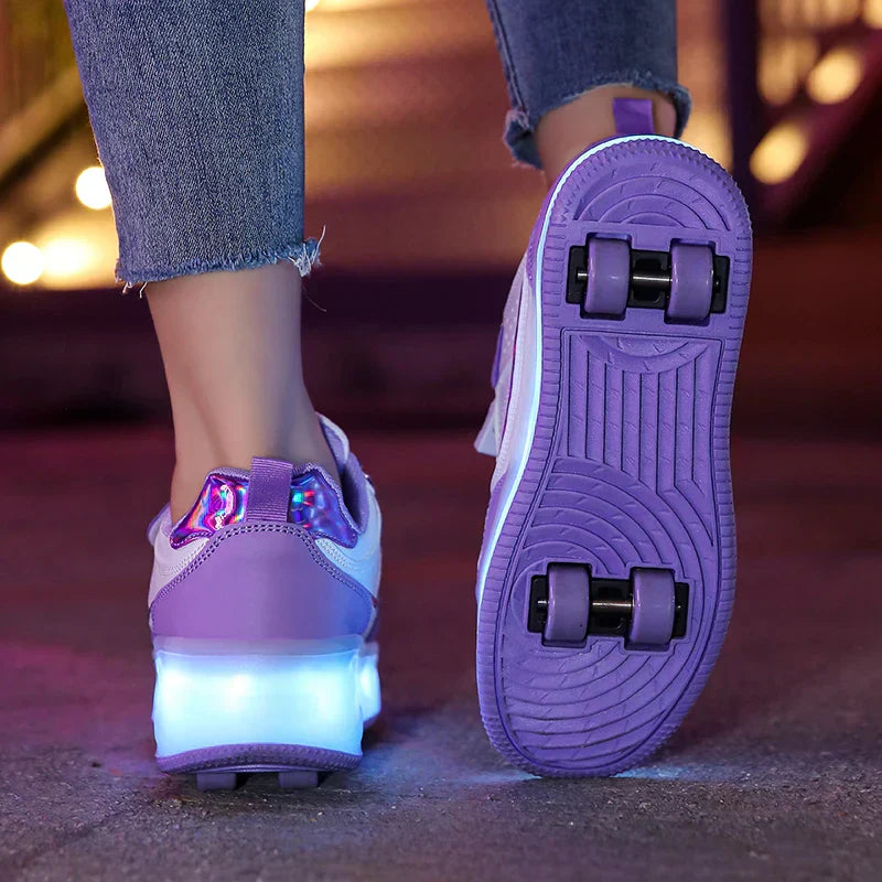 Kinder LED Rollerschoenen met Inklapbare Wielen en Lichtgevende Zool