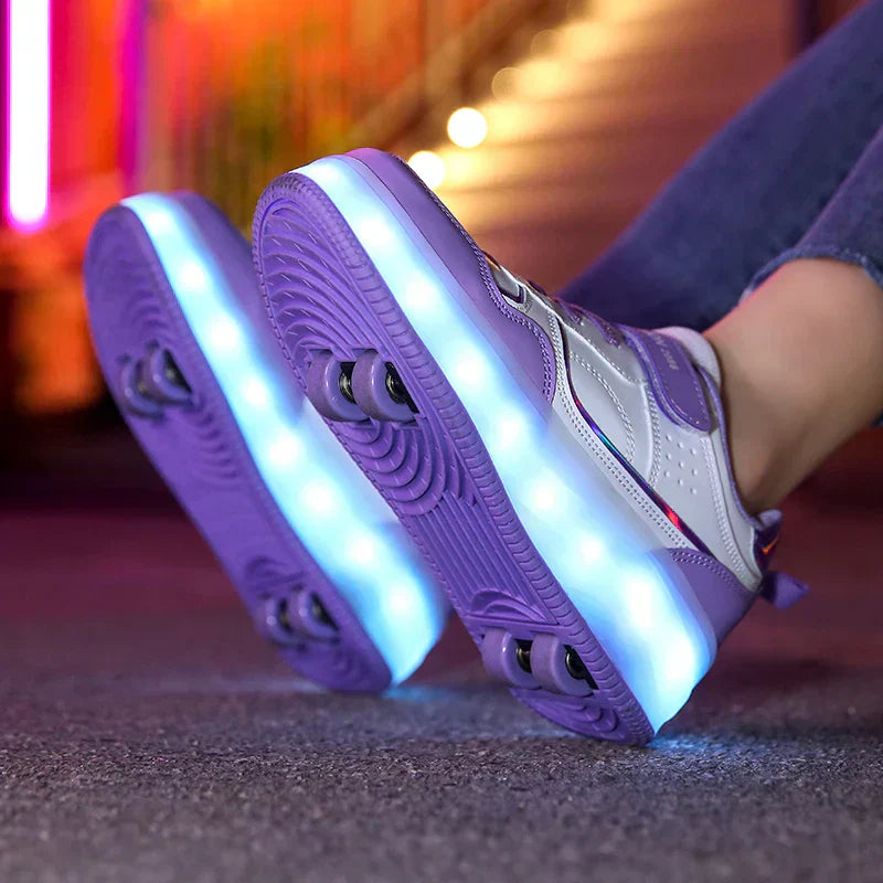 Kinder LED Rollerschoenen met Inklapbare Wielen en Lichtgevende Zool