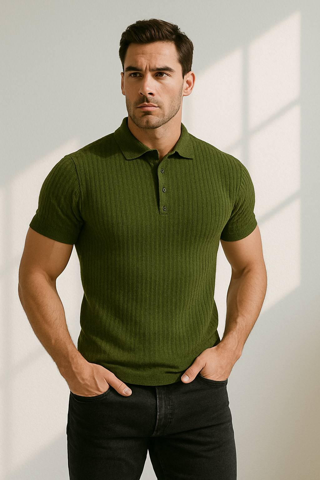 Heren Poloshirt – Ribstructuur & Getailleerd