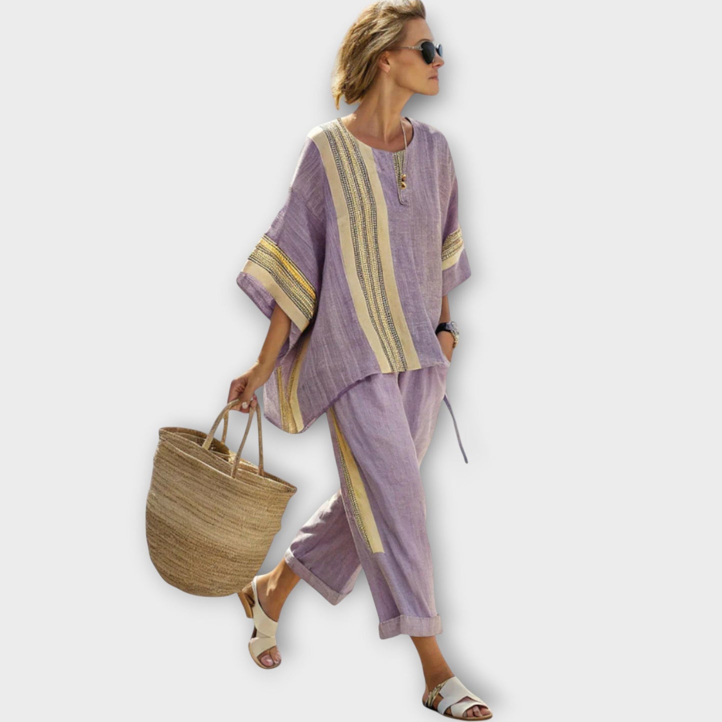 Zomerse Dames Co-ord Set met Wijde Broek en Luchtige Top