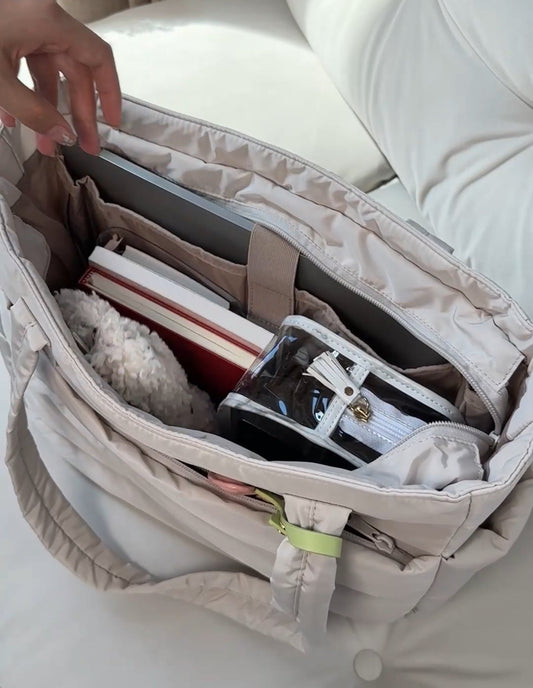 Grote puffer tas dames – Modieuze gewatteerde schoudertas met veel ruimte