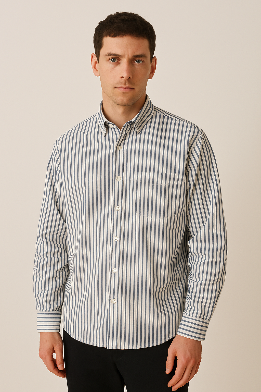 Gestreept Heren Overhemd met Lange Mouwen en Borstzak