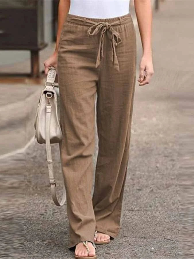 Women’s Linen Pants with High Waist and Wide Legs