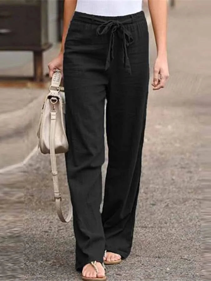 Women’s Linen Pants with High Waist and Wide Legs