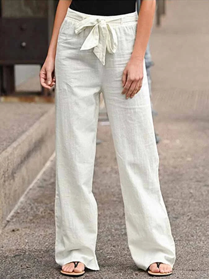 Women’s Linen Pants with High Waist and Wide Legs
