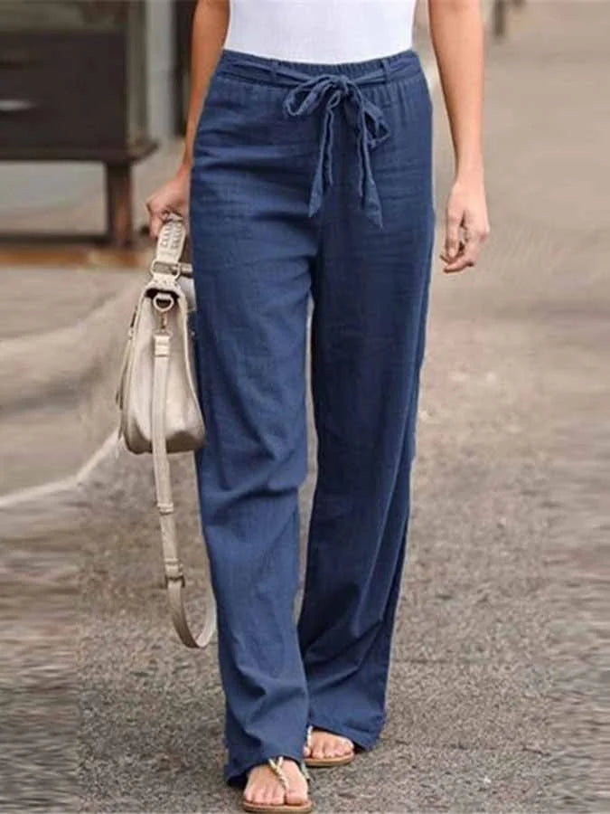 Women’s Linen Pants with High Waist and Wide Legs
