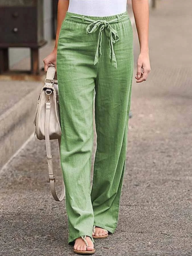 Women’s Linen Pants with High Waist and Wide Legs