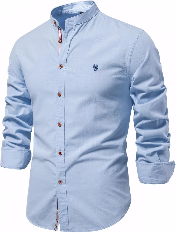 Stijlvol Heren Overhemd met Opstaande Kraag – Tijdloos en Verzorgd