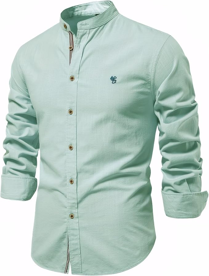 Stijlvol Heren Overhemd met Opstaande Kraag – Tijdloos en Verzorgd