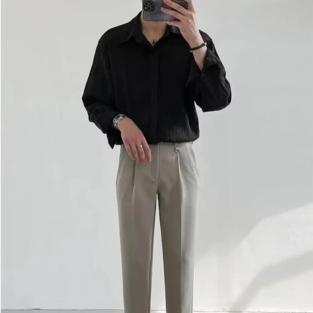 Stijlvol Heren Overhemd met Knoopsluiting en Verfijnde Pasvorm