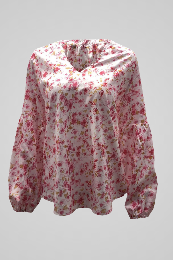 Luchtige Dames Blouse met Bloemenprint en Losvallende Pasvorm