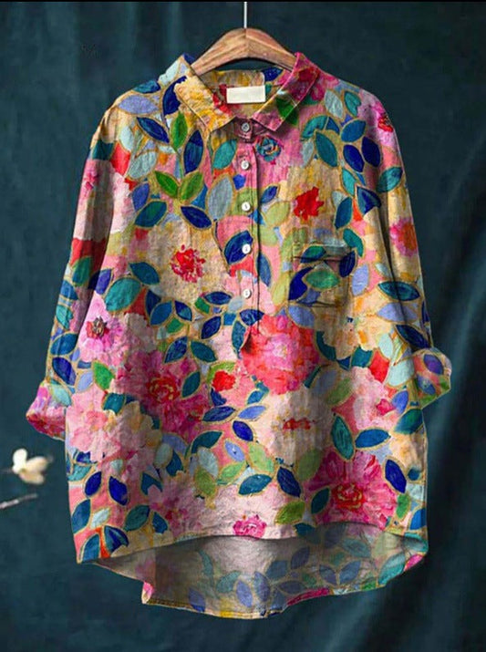 Zomerse Bloemenblouse met Losse Pasvorm