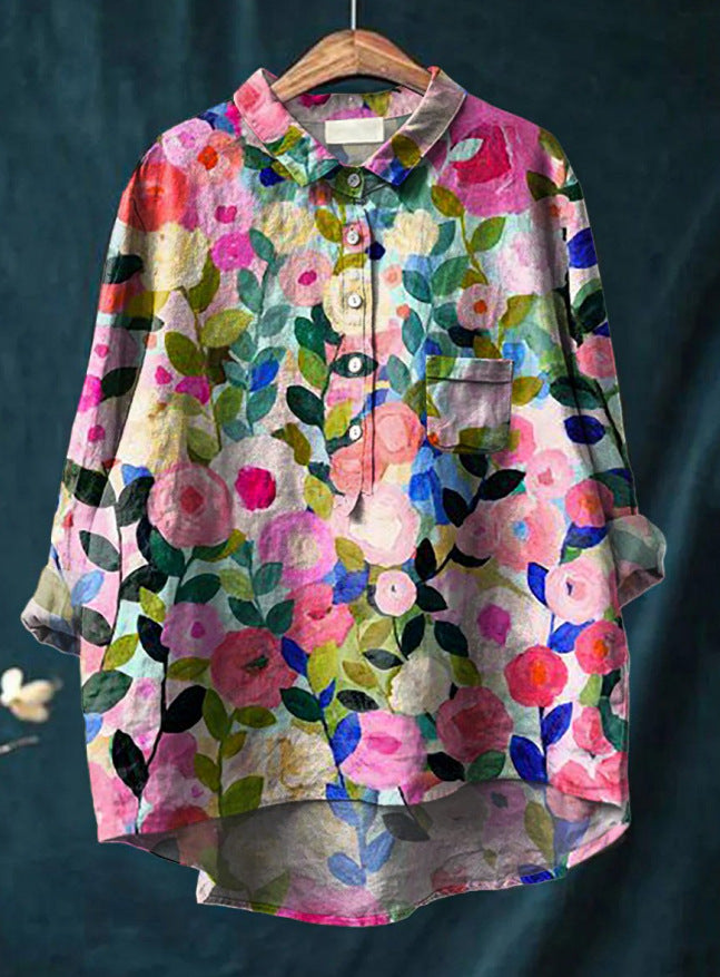 Zomerse Bloemenblouse met Losse Pasvorm