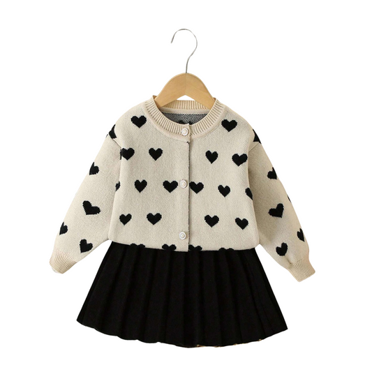 Kinder Sweaterjurk met Knoopsluiting en Plooirok – Comfort & Stijl