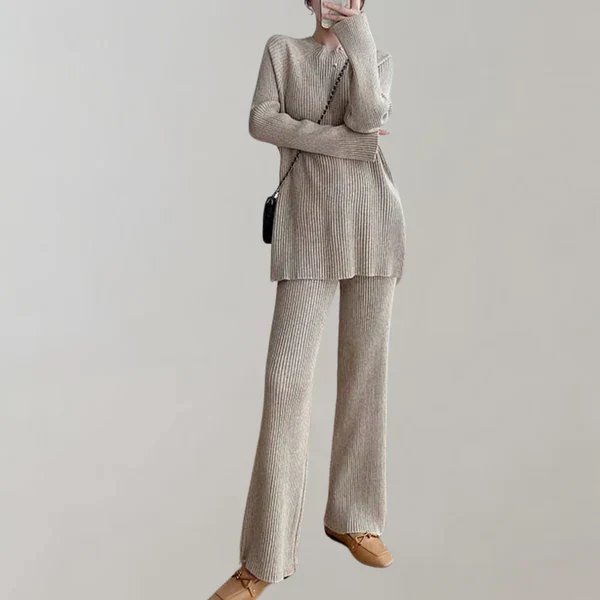 Geribde dames set met stretch