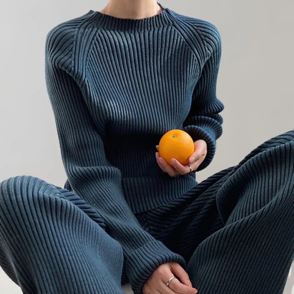 Geribde dames set met stretch