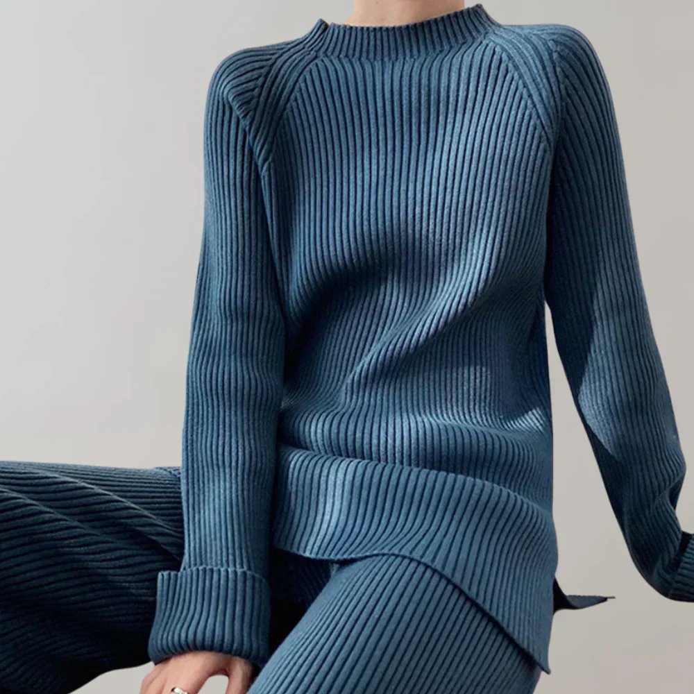 Geribde dames set met stretch