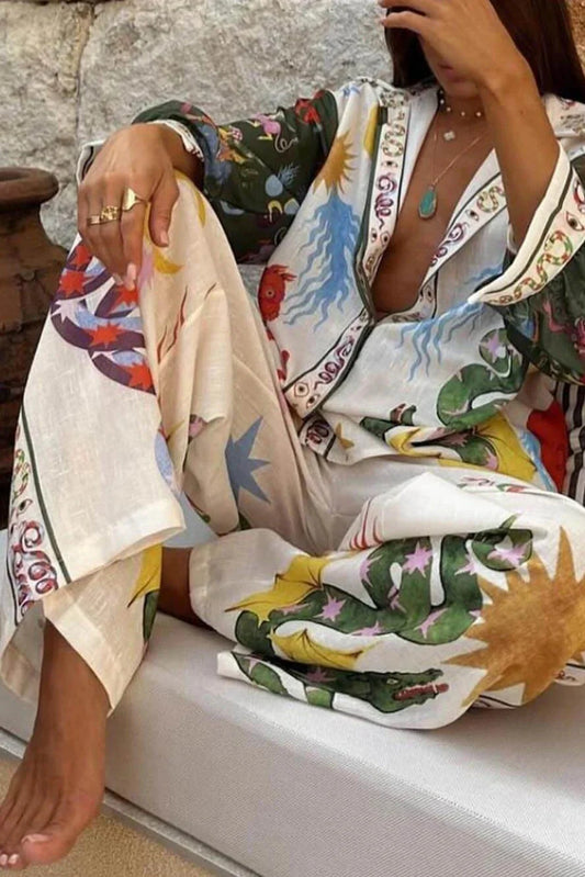 Satijnen Co-Ord Set met Print – Stijlvol & Comfortabel